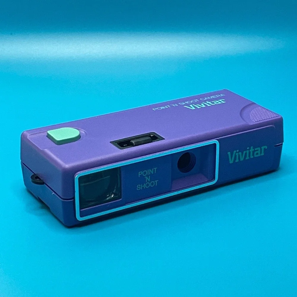 Vivitar Point N Shoot Camera 35mm Film Purple Teal Vintage Retro Lo-Fi Y2K